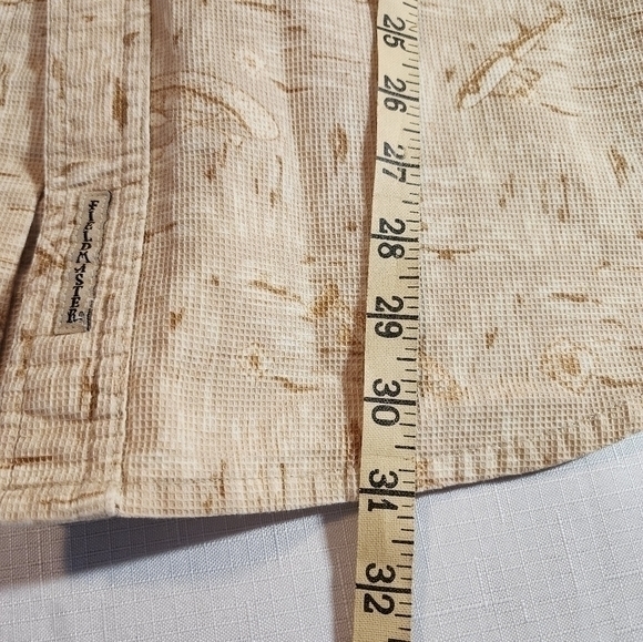 FieldMaster Vintage Cotton Short Sleeve Button-Down Beige Fishing Shirt Large - Picture 6 of 10